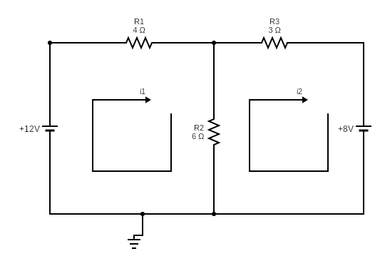 Mesh circuit Analysis Example with Kirchhoff Laws