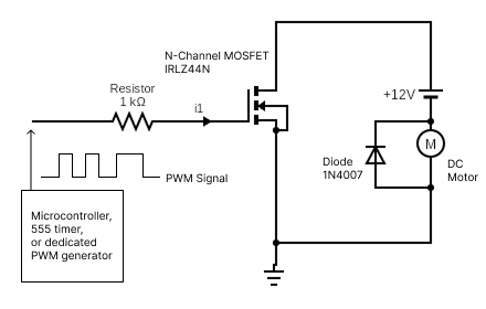 Basic PWM Motor Control Circuit with MOSFET