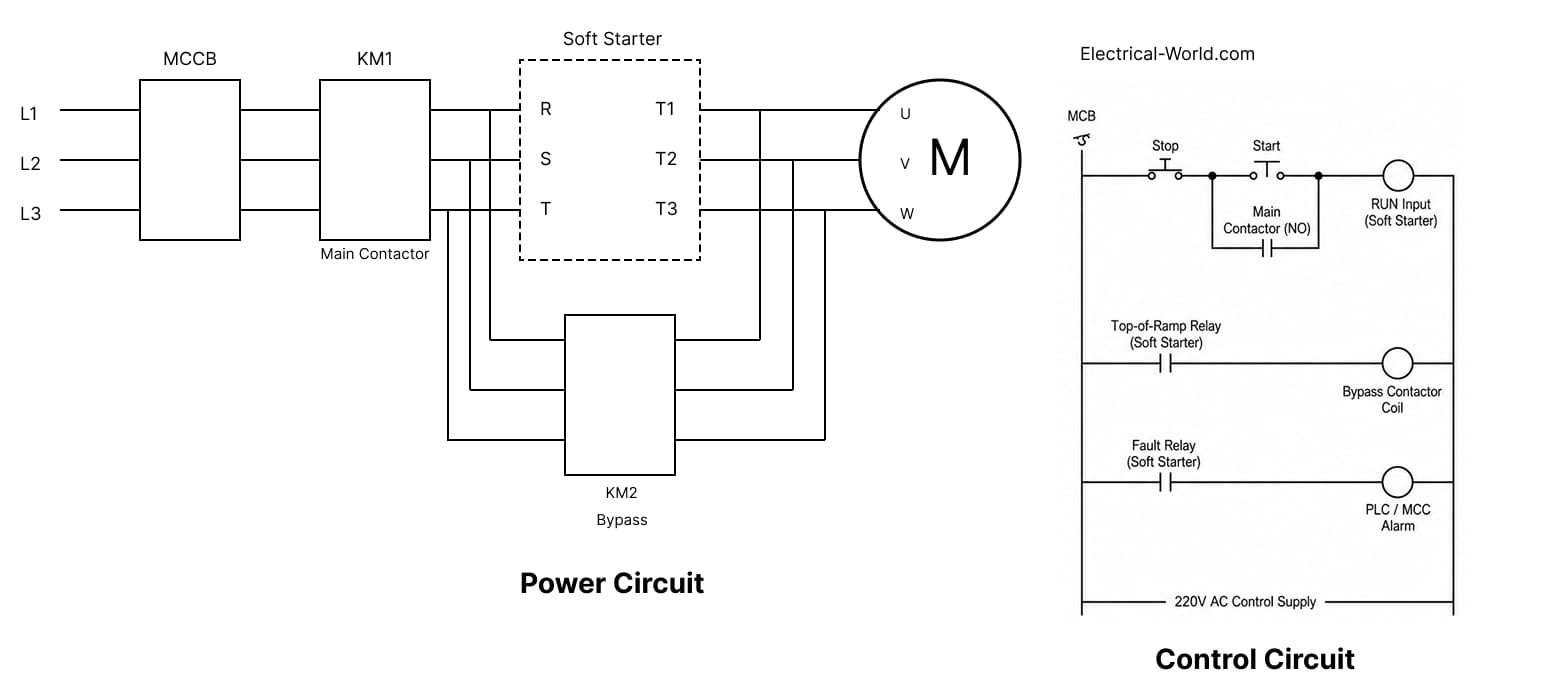 Soft Starter Wiring Diagram with Bypass Contactor